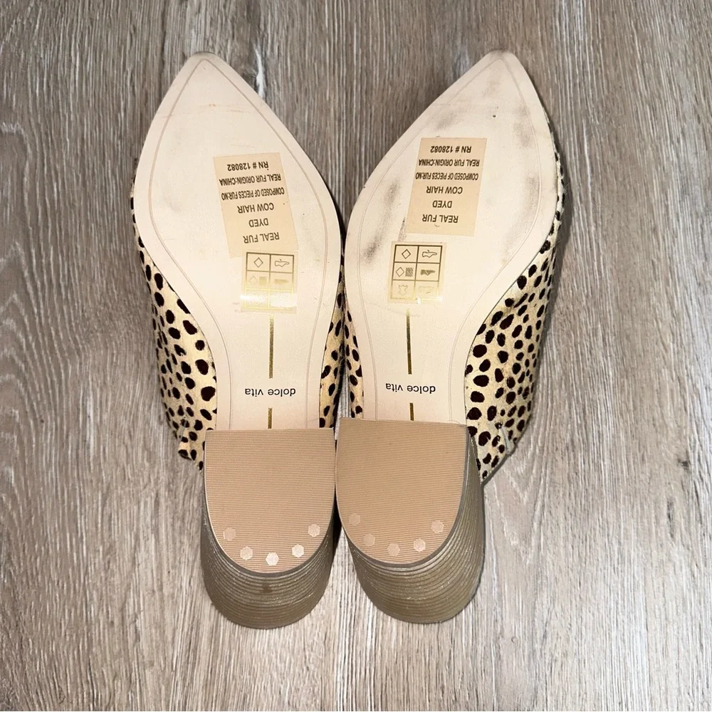 Dolce Vita Women’s Elmo Leopard Calf Hair Pointed Toe Slides Preppy Brown SZ 10 - Picture 12 of 15